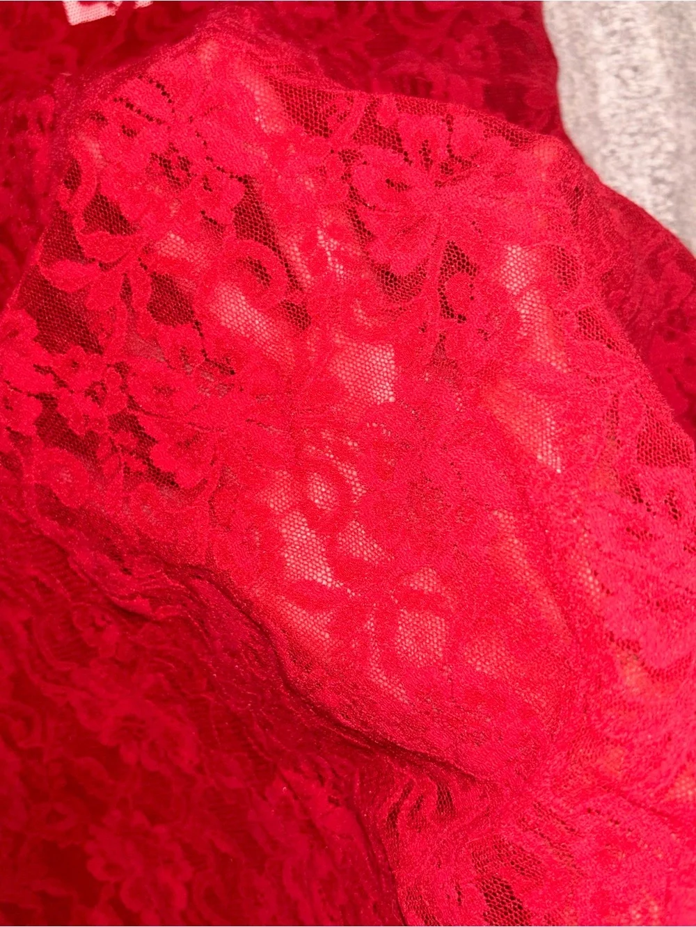 VTG Arianne Red Lace Mini Slip Dress Babydoll Sheer Fairy Y2K Women’s Sz L